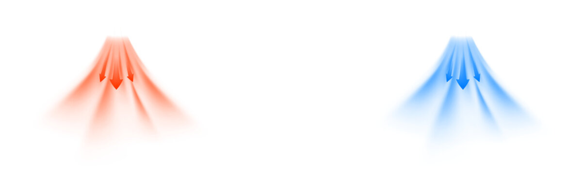 Air flow set elements on a transparent background. PNG  wave light effect set in red, blue, white color. Jet of air flow - hot, cold, aroma air concept