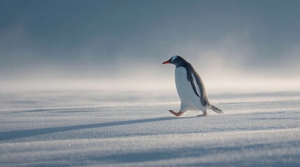 Solitary Penguin Walking Alone: Metaphor for Courage and Individuality