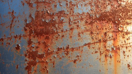 Fototapeta premium Textured Weathered Metal Surface With Peeling Paint And Rust Effects