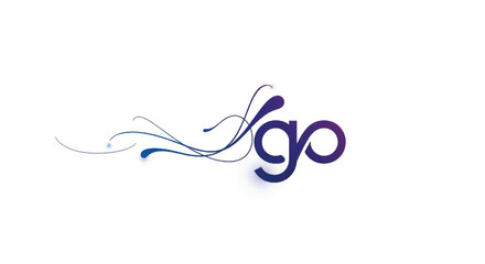 Obraz premium Abstract blue and purple swoosh logo with flowing lines forming a modern emblem.