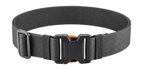 Polyester backpack chest strap with quick-release buckle.