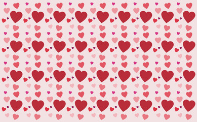 Fondo con corazones. Ilustraci&oacute;n con estilo minimalista para dise&ntilde;o grafico. Vector para decorado. Textura a color para papel de embalaje de regalos.