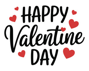 Valentine Day Greeting with Red Hearts on White Background