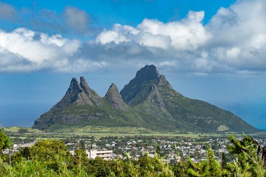 Mauritius, Curepipe, Trou aux Cerfs - 14 April 2022 - View of the spectacular Trois Mamelles in Mauritius