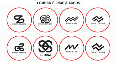 Minimal OceanCo & AquaFlow Logo Bundle Vector Illustration on White Background