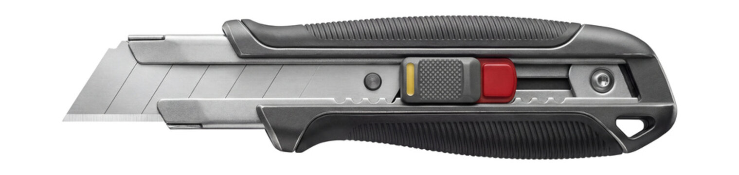 Retractable segmented knife with a locking mechanism.