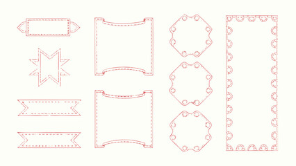 Vector vintage lace border frames and labels, for banner or poster design, Isolated on transparent background, png