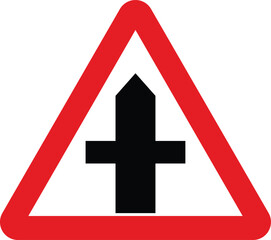 Obraz premium Crossroads Warning UK Traffic Sign Editable Vector