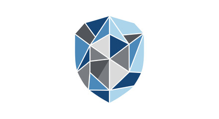 Geometric Gemstone Abstract Design in Shades of Blues and Grays Displaying an Artistic Concept