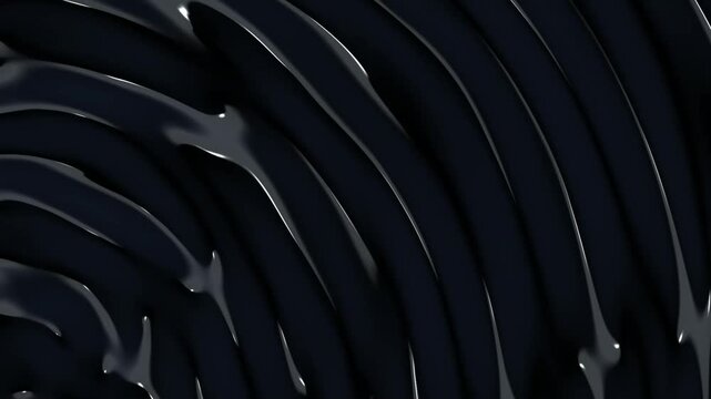 10second seamless loop of multiple interfering circular ripples on a dark, oily liquid surface