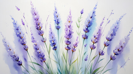 Watercolor painting of lavender flowers