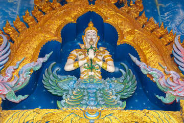 Obraz premium Architectural details of the famous Blue Temple in Chiang Rai, Thailand