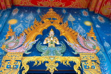 Obraz premium Architectural details of the famous Blue Temple in Chiang Rai, Thailand