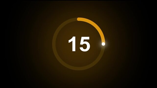 Circle countdown timer 20 second animation from 20 to 0 second animation on transparent background with alpha channel, 20 second countdown timer, Countdown video 4k video.