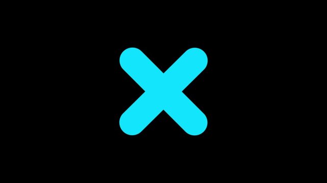 Animated A cross 'x' mark on a white background. Refuse, cancel, rejection, wrong choice sign. Symbol on a black background, chroma key. cross animation 4k video.