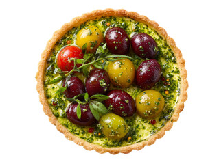 A colorful tart, featuring fresh tomatoes Isolated Transparent Background, PNG