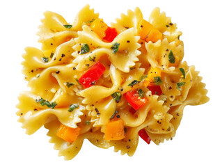 Delicious pasta bows with fresh vegetables and herbs Isolated Transparent Background, PNG