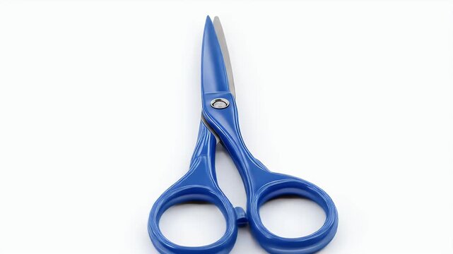 Blue scissors on a white background for cutting and trimming.
