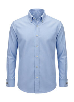 Light blue oxford shirt with buttoned collar and French cuffs