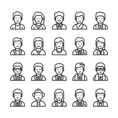 Diverse Line Art Portraits Depicting Various Individuals.