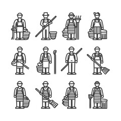 Cleaning Crew Icons: A Collection of Housekeeping and Janitorial Workers.
