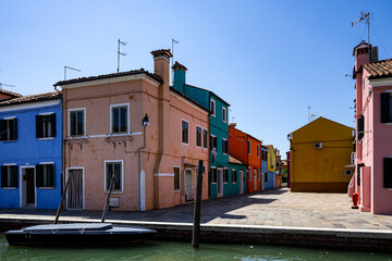 View of the island of Burano in the Venice lagoon (Italy)