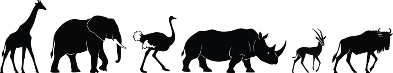 African Safari Animals Silhouettes Collection © Shuvro229