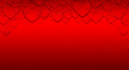 A vibrant red background with a row of small hearts at the top for Valentine's Day or love themed designs
