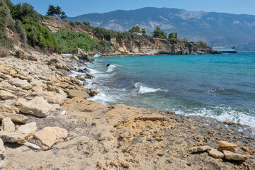 Amazing view of Pessada Beach, Cephalonia, Greece