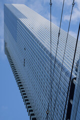 Naklejka premium abstract, oblique angle skyward view of Thomson Reuters building, 19 Duncan St, Toronto