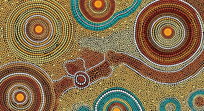 Australian Aboriginal Artwork with Concentric Circles.