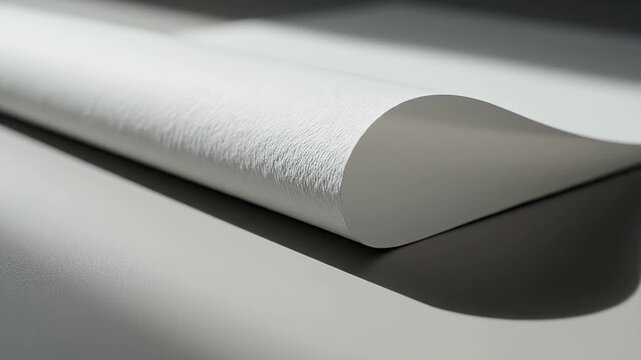 Close-up of a white paper corner resting on a clean desk surface
