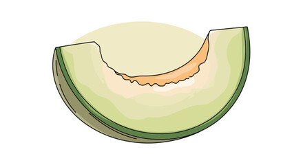 Fototapeta premium Fresh Cantaloupe Slice with Seeds Isolated on White Background.
