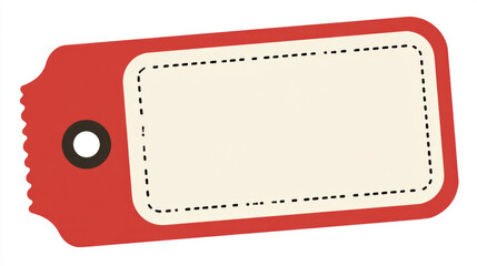 Blank red price tag with beige center and eyelet for labeling