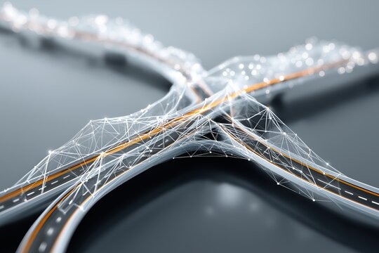 Abstract Digital Data Intersection Representing Network Connectivity Information Flow System Integration And The Complex Architecture Of Modern Technology Infrastructure