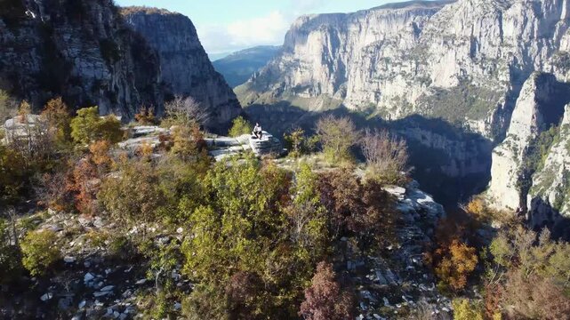 Traveling Upstream Vikos Gorge 4K. Epirus. Pindus. River. Greece