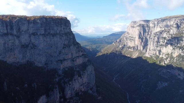 Vikos Gorge 4K Sunset. River. Springs. Traveling. Epirus. Pindus. Greece
