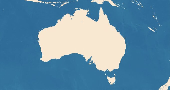 Beautiful zoom in of a Australia map with most important cities and frontier lines