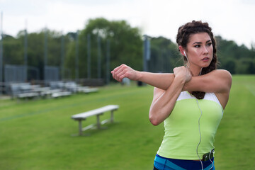 Female Athlete Works Out Outdoors, Embracing Strength, Focus, and Natural Energy