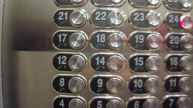Close up view of control panel elevator cabin without button 13th floor in casino of Las Vegas hotels. USA.