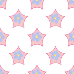 Cute Floral Seamless Pattern with Colorful Flowers on white Background