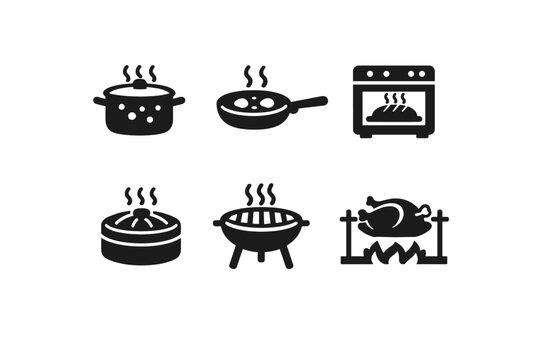 Grilling image numbers icon text vector labels steaming letters generation no simple