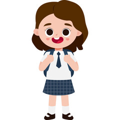 Fototapeta premium students in school uniform, back to school, cute cartoon element illustration