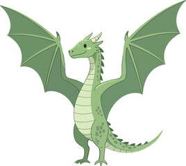 Obraz premium Adorable Green Baby Dragon Cartoon Character