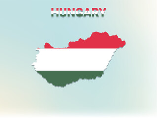 Fototapeta premium A modern flat illustration of the map of Hungary filled with the national flag of Hungary