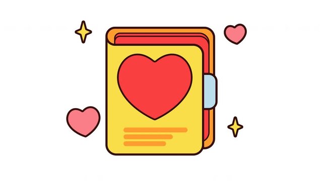 Love book with a heart stars and other hearts.
