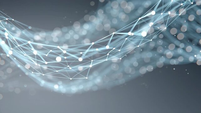 Futuristic Network Visualization with Connecting Lines and Dots on a Blurred Background