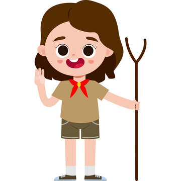 cute cartoon Boy Scout Kid summer camp illustration