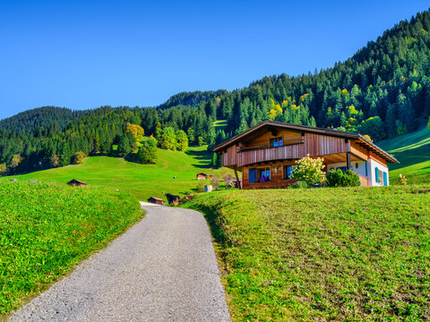 Wooden Alpine Chalet with Balcony in Triesenberg Meadow