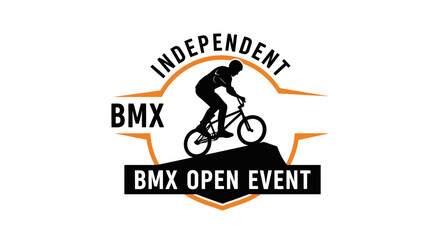 Bmx Open Event Logo Design With Independent Rider Silhouette In Action